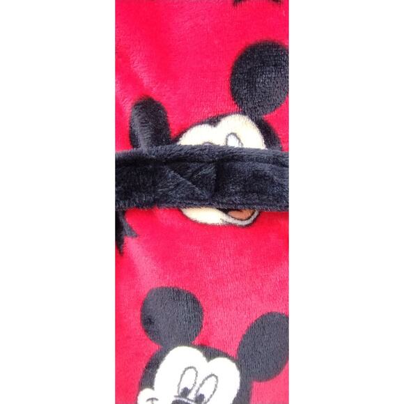 Disney Toddler Mickey Mouse Plush Robe size 2T Attached belt. Red Black - Picture 9 of 9